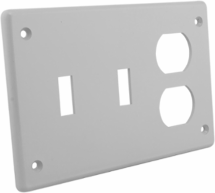 PVC Triple Gang Cover Plate for Double Switch & Single Receptacle, 3 Gangs, Grey