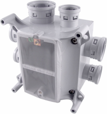Kwikon PVC Slab Box 1 Outlet Grey, Fully Assembled, Non-Conductive