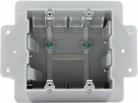 PVC Double Gang ICF Box for NMD Cable, 1/2 Inch Drywall Setback, 2 Outlets