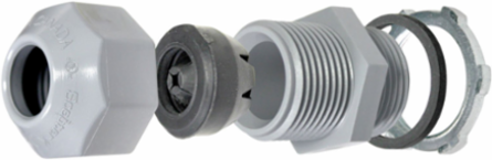 Threaded Strain Relief Connector 1/2 Inch PVC, Watertight Seal, Grey