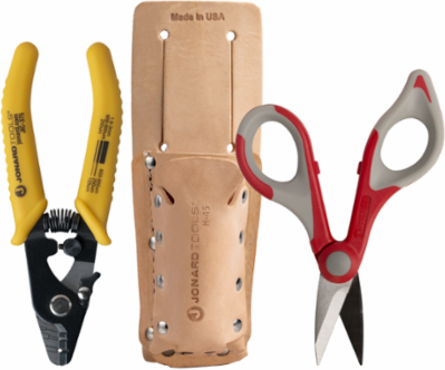 Jonard Tools TK-355 Fiber Stripper & Kevlar® Shears Kit, Leather Pouch