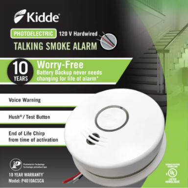 P4010ACS-CA PHOTOELECTRIC SMOKE ALARM - HARDWIRE 120V & 10 YEAR BATTERY BACK UP