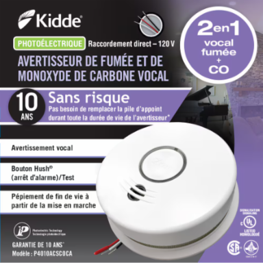 MODEL# P4010ACSCO-CA 120V AC TALKING SMOKE & CARBON MONOXIDE ALARM 100-47871-27905-7