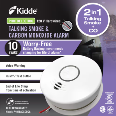 MODEL# P4010ACSCO-CA 120V AC TALKING SMOKE & CARBON MONOXIDE ALARM 100-47871-27905-7