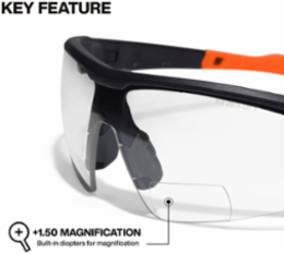 Bifocal Safety Glasses +1.50