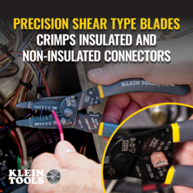 Klein-Kurve Long-Nose Wire Stripper, Cutter, Crimper 10-20 AWG Solid, 12-22 AWG Stranded