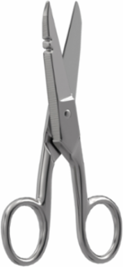 Serrated Electrician Scissors - 5.25 Inch Overall Length, Nickel Plated, Wire Stripping Notches for 19 & 23 Gauge