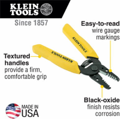 Wire Stripper/Cutter 10-18 AWG Solid, 6.25 Inch Length, Textured Handle, 0.270 lbs