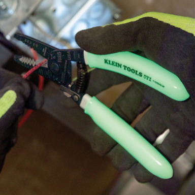 High-Visibility Klein-Kurve Wire Stripper / Cutter 10-18 AWG, Glow in the Dark Grips
