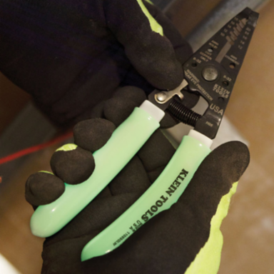 High-Visibility Klein-Kurve Wire Stripper / Cutter 10-18 AWG, Glow in the Dark Grips