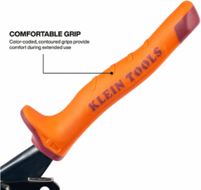 Left-Cutting Aviation Snips, 1.5 Inch Blade, Cuts 18 Gauge Steel, Serrated Blades