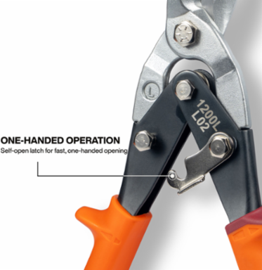 Left-Cutting Aviation Snips, 1.5 Inch Blade, Cuts 18 Gauge Steel, Serrated Blades