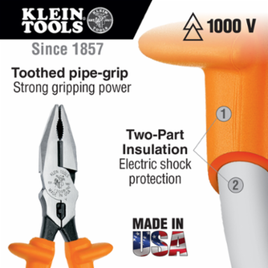 Insulated Universal Combination Pliers 8 Inch, High-Leverage, 1000V Rated
