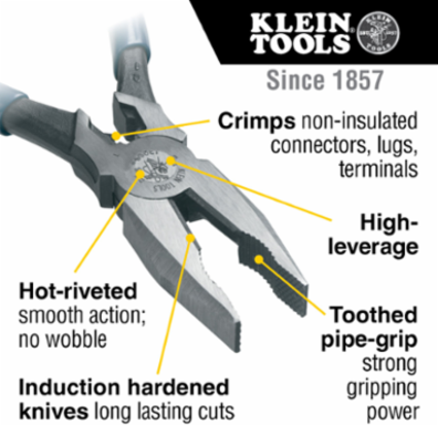 Universal Combination Pliers 8 Inch, Crimping Die, Plastic-Dipped Handles