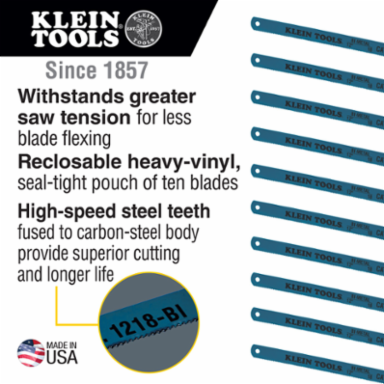 Bi-Metal Blades 18 TPI 12 Inch 10-Pack with Heavy-Vinyl Pouch