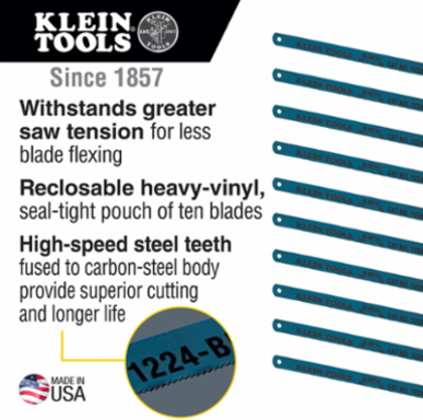 Bi-Metal Hacksaw Blades 12 Inch, 24 TPI, 10-Pack