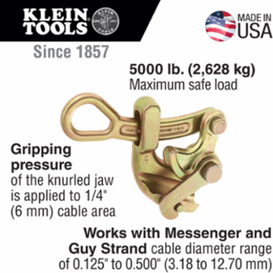 Haven's® Cable Grip 0.5-Inch Capacity, Max Load 5000 lb, 0.125-0.5 Inch Cable
