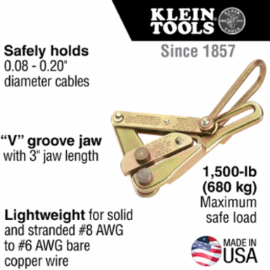 Chicago Grip 0.08-0.20 Inch Cable Diameter, 3 Inch Jaw Length, Max Load 1500 lb