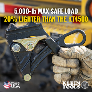 One-Handed Parallel Jaw Grip for Wire Pulling, 5000 lb Load, 0.162-0.883 Inch Cable