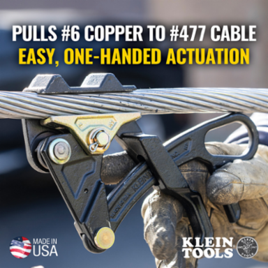 One-Handed Parallel Jaw Grip for Wire Pulling, 5000 lb Load, 0.162-0.883 Inch Cable