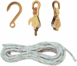 Block and Tackle with Anchor Hook, 25 Foot Rope, 750 lb Load Capacity