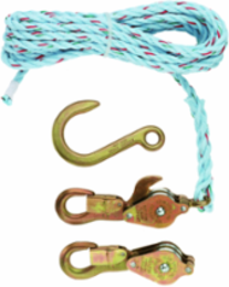 Spliced Block and Tackle with 3/8 Inch Rope, 25-Foot Length, 750 lb Capacity
