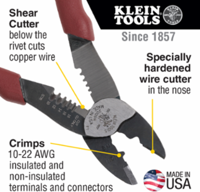 Forged Steel Wire Crimper, Cutter, Stripper, Strips 10-18 AWG, Crimps 10-22 AWG