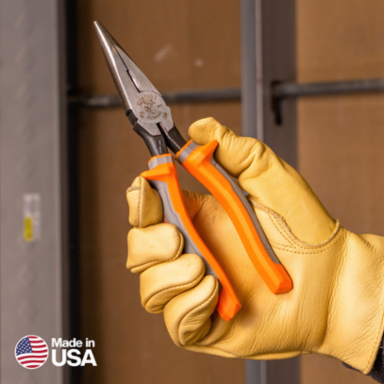 Insulated Long Nose Side-Cutting Pliers 8 Inch, Jaw Width 1.02 Inch, Forged Tool Steel