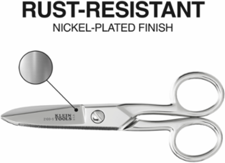 Electrician's Scissors 5-1/4 Inch, Steel, Nickel-Plated Finish