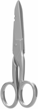 Electrician's Scissors, Nickel-Plated, 5.25 Inch Length, Steel Construction