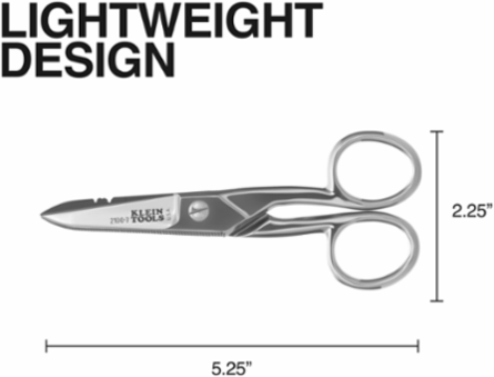 Electrician's Scissors, Nickel-Plated, 5.25 Inch Length, Steel Construction