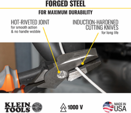 Insulated Side Cutting Pliers, 9 Inch, 1000V Rated, Induction Hardened Steel
