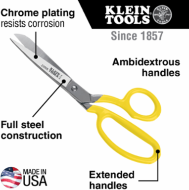 Premium 8 Inch Bent Trimmer Scissors, Nickel Chrome Plating, Metal Blades