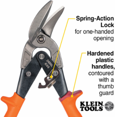 Offset Left-Cutting Aviation Snips, 10 Inch Overall Length, Forged Steel Blades