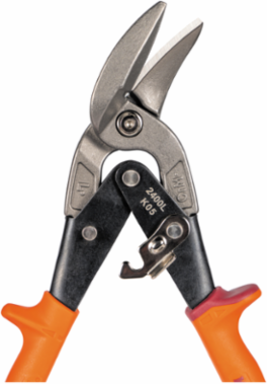 Offset Left-Cutting Aviation Snips, 10 Inch Overall Length, Forged Steel Blades