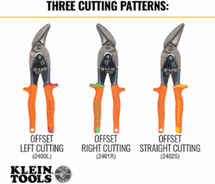 Offset Left-Cutting Aviation Snips, 10 Inch Overall Length, Forged Steel Blades