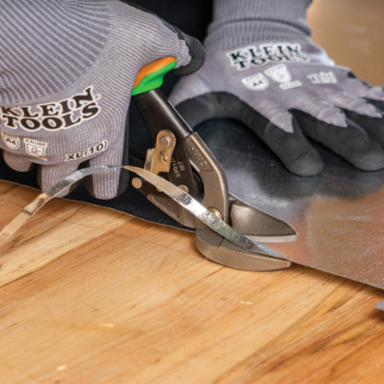 Offset Right-Cutting Aviation Snips, 18 Gauge Capacity, Forged Steel Blades