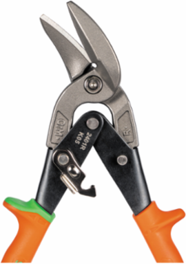 Offset Right-Cutting Aviation Snips, 18 Gauge Capacity, Forged Steel Blades