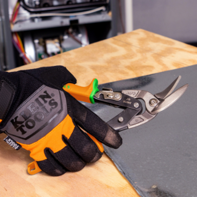 Offset Right-Cutting Aviation Snips, 18 Gauge Capacity, Forged Steel Blades