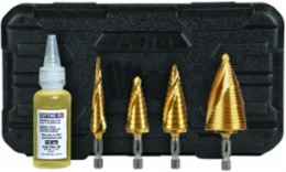 Step Bit Kit 4-Piece, Sizes 1/8 to 1-3/8 Inch, Titanium Nitride Coated