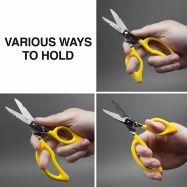 All-Purpose Electrician's Scissors - 6.75 Inch, Serrated Blades, Cuts 14 AWG Wire