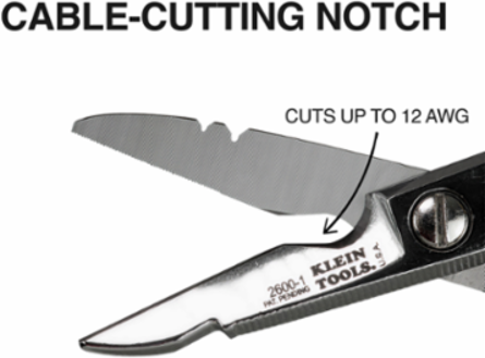 All-Purpose Electrician's Scissors - 6.75 Inch, Serrated Blades, Cuts 14 AWG Wire