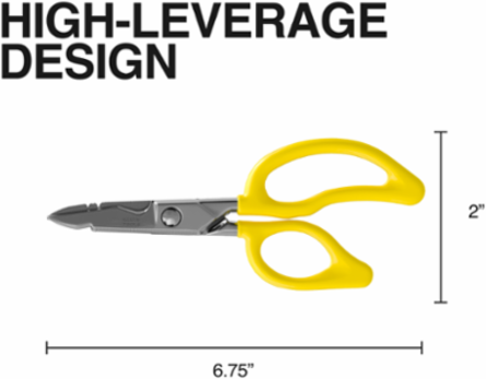 All-Purpose Electrician's Scissors - 6.75 Inch, Serrated Blades, Cuts 14 AWG Wire