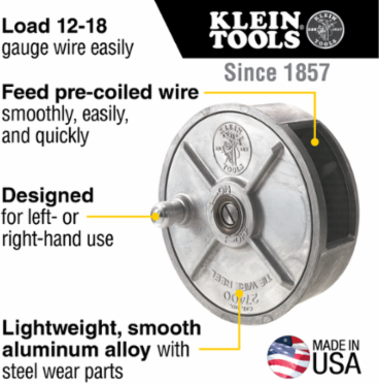 Lightweight Aluminum Tie Wire Reel, 6-1/4 Inch Diameter, 2-3/4 Inch Width