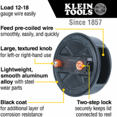 Quick-Lock Tie Wire Reel, Aluminum, 330' Capacity, for 12-18 Gauge Wire