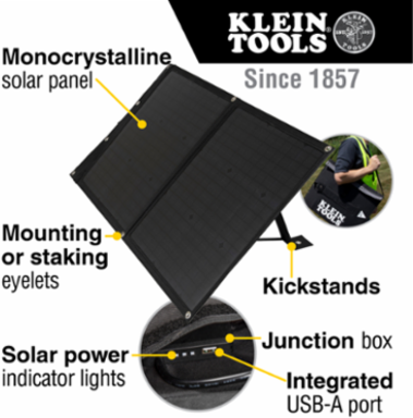 60W Foldable Solar Panel, Monocrystalline, 2 Panels, USB-A, 18V Maximum