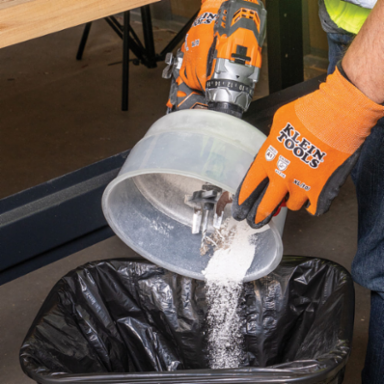 Collapsible Hole Saw Dust Bowl for 6-3/8 Inch Hole Saws, Standard Size Vacuum Compatibility
