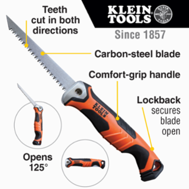 Folding Jab Saw - 5.2 Inch Hardened Carbon Steel Blade, Lockback Mechanism