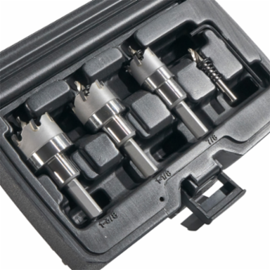 Carbide Hole Cutter Set, 4-Piece, 7/8-Inch to 1-3/8-Inch, Includes Extra Pilot Bit