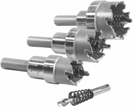 Carbide Hole Cutter Set, 4-Piece, 7/8-Inch to 1-3/8-Inch, Includes Extra Pilot Bit